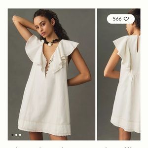 Anthropologie Pilcro Sleeveless V-Neck Ruffle Mini Dress